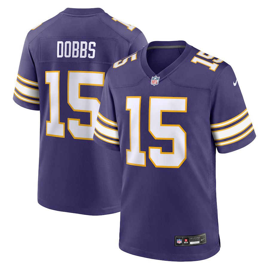 Men Minnesota Vikings #15 Joshua Dobbs Nike Purple Alternate Game NFL Jersey